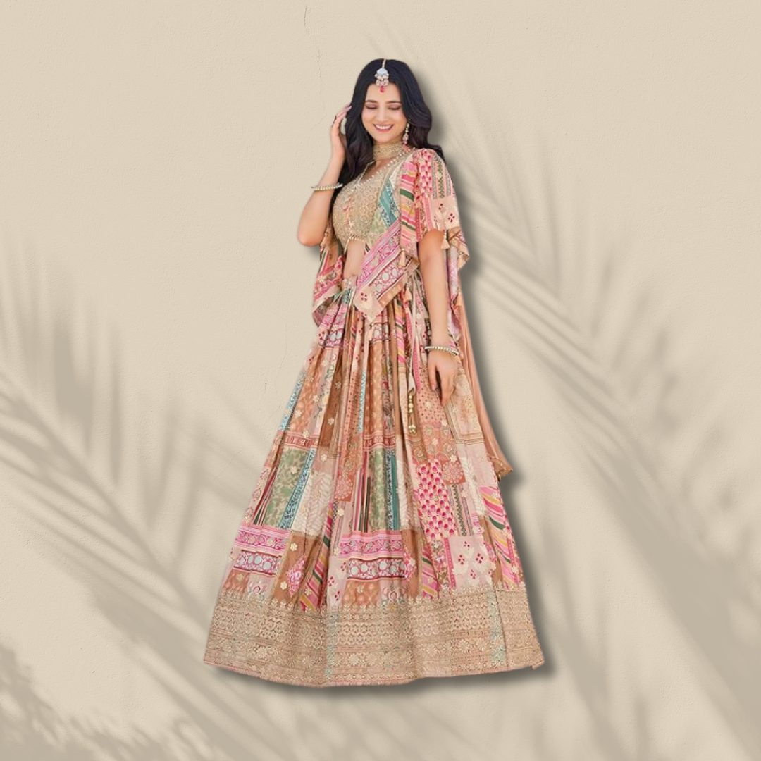 Pastel Patchwork Royal Lehenga - Image 3