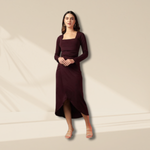 Elegant Maroon Midi Dress