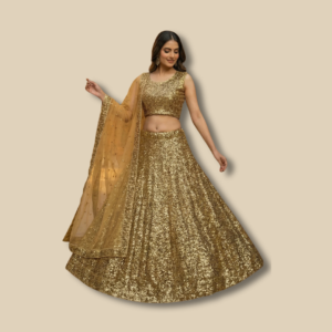 Golden Sequin Glam Lehenga Choli.