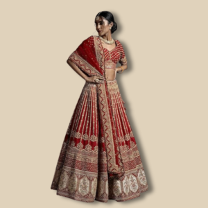 Heritage Red Bridal Silk Lehenga Choli.
