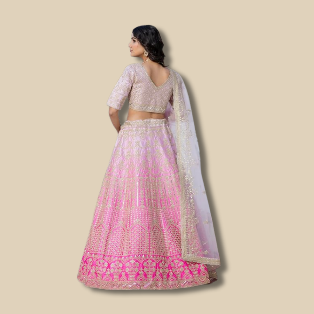 Baby Pink Ombre Chikankari Lehenga Choli. - Image 2