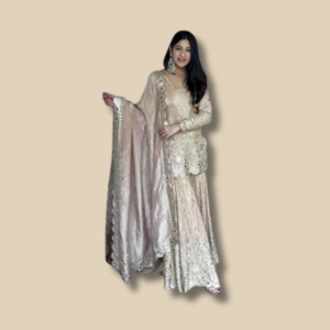 Elegant Beige Sharara Suit Set