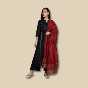Cotton Straight Kurta With Palazzos and Dupatta