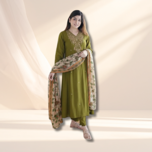 Olive Grace Embroidered Kurta Set