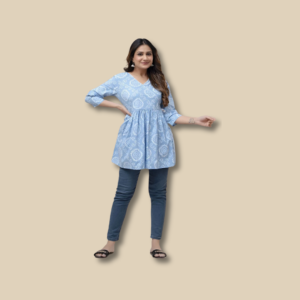 Sky Bloom Peplum Kurti Top