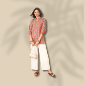 The Coral Paisley Shot Kurti