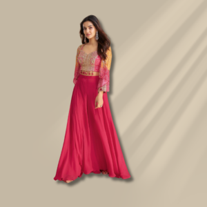 The Fuchsia Bandhani Crop Set