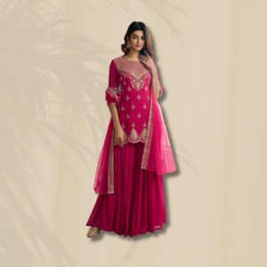 Pink Embroidered Sharara Suit for Women